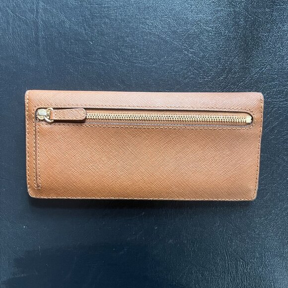 MK Long Saffiano Leather Cognac Card Holder/Wallet - Picture 2 of 3